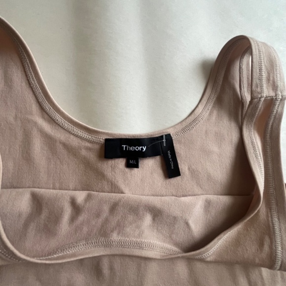 Theory Tubular Nude Seamless Tank Top in Stretch Jersey Italy Scoop Neck Layer - Picture 8 of 8